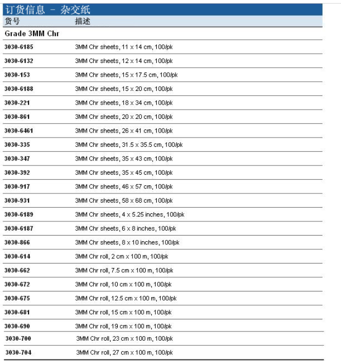 沃特曼whatman 3MM Chr纤维素层析纸 杂交纸3030-866