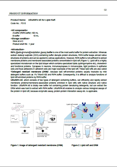 UltraRIPA 脂筏提取缓冲液套装                              UltraRIPA kit for Lipid Raft