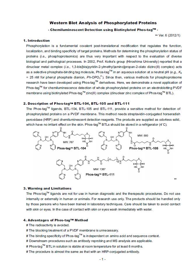 Phos-tag™ 生物素                              Phos-tag™ Biotin