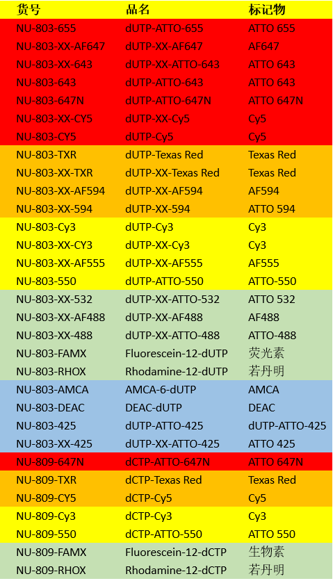 多姿多彩的荧光标记核苷酸