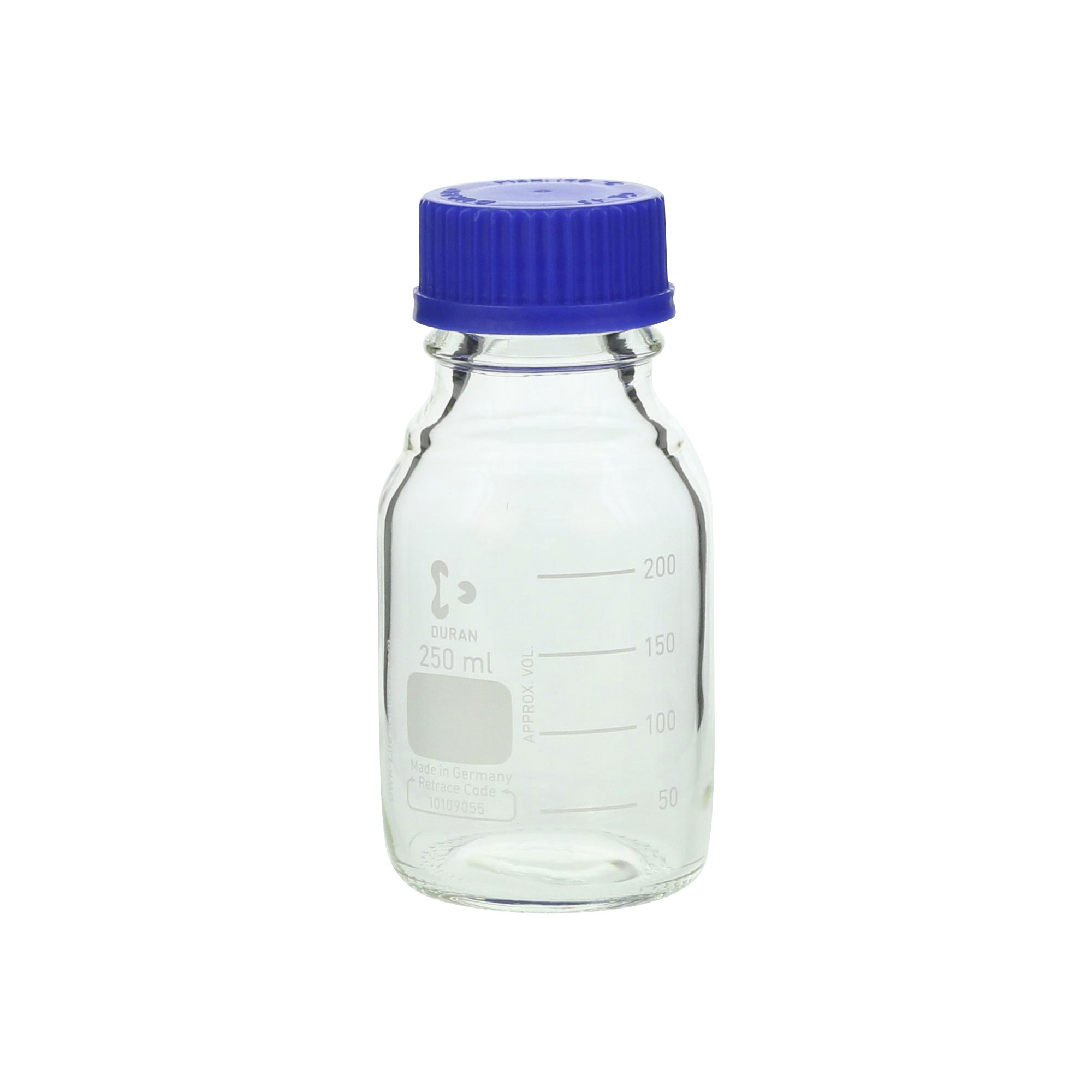 ねじ口びん(メジュームびん) 青キャップ付 250mL - 柴田科学株式会社