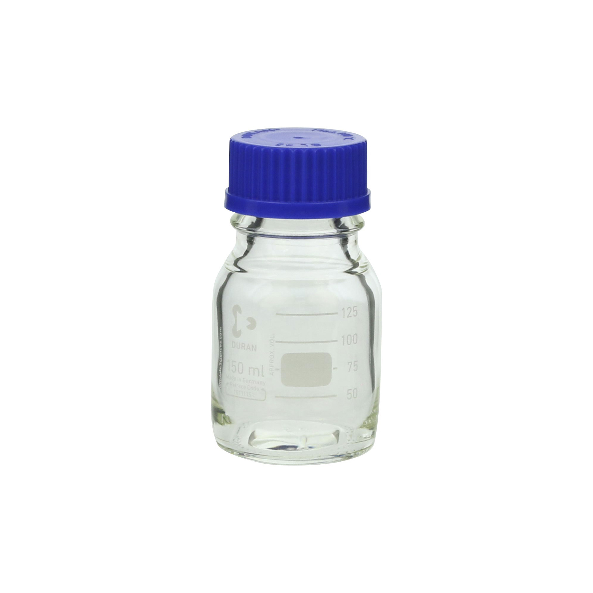ねじ口びん(メジュームびん) 青キャップ付 150mL - 柴田科学株式会社