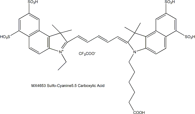 Sulfo-Cyanine5.5 Carboxylic Acid 磺化Cy5.5羧酸（水溶性）